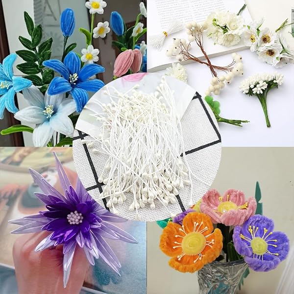 サムコス しべ パール 3mm 約150本入 ペップ 花芯 おしべ めしべ 造花 花材 人工 花 フェイクフラワー ハンドクラフト 素材 アート 手作り DIY学校 結婚式 飾り物 装飾用 手芸材料用品 (乳白色) - 5