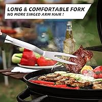 Vista 4 de Grilling Set Heavy Duty BBQ Accessories - BBQ Tool Set 4 Piece Grill Accessories with Spatula, Fork, Brush & Tongs - Gifts for Dad Durable Stainless