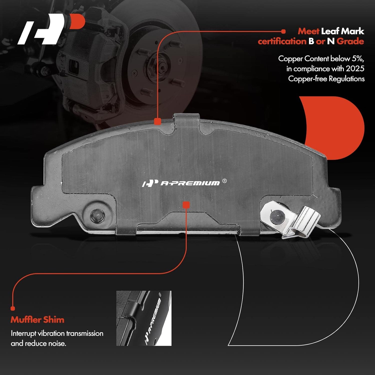 A-Premium 9.45 inch (240mm) Front Drilled and Slotted Disc Brake Rotors + Ceramic Pads Kit Compatible with Select Honda Models - Civic 1990-2000, CRX 1990-1991, Civic del Sol 1993-1997, 6-PC Set