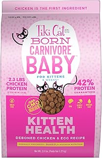 Tiki Cat Born Carnivore Baby, High-Protein and Grain-Free, Dry Cat Food for Kittens 6 Weeks+, 2.8 lbs. Bag