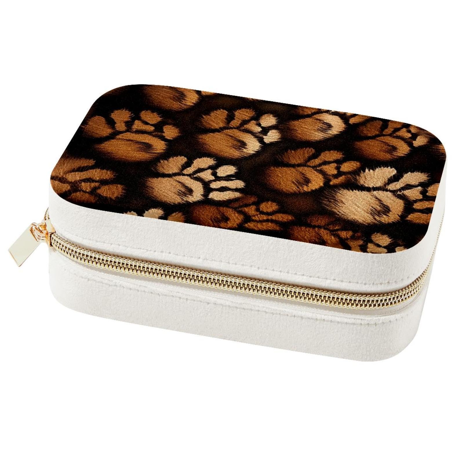 Boîte à bijoux portable marron pour bagues et colliers