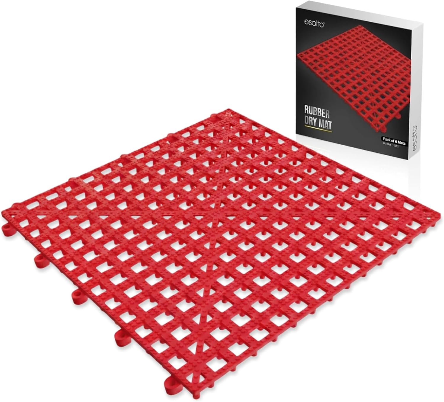 Esatto 12 Pack Interlocking Shelf Mats 12″, Black – For Spills, Clean Bars, Stain Protection, and an Anti-slip Surface