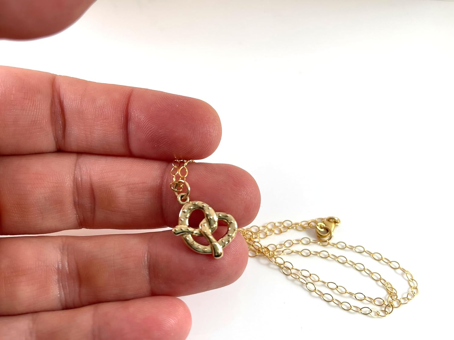 Pretzel Charm Necklace – 14K Gold-Filled Mini Pretzel Pendant on 18″ Chain – Handmade Foodie Jewelry Gift for Snack Lovers - Image 5
