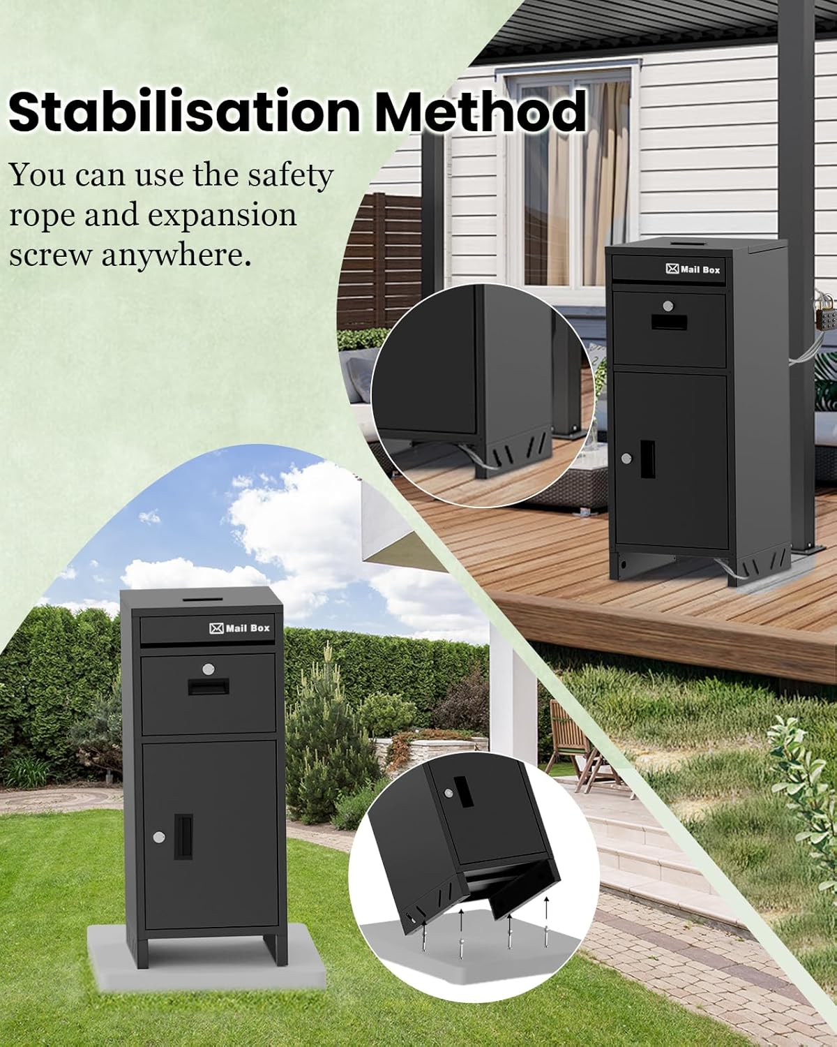 Package Delivery Boxes for Outside, Lockable Package Delivery Box, Weatherproof Large Drop Boxes for Outside, Custom Address Sticker, Package Drop Box for Porch,No Installation(37.9*15.7*15.7 in)