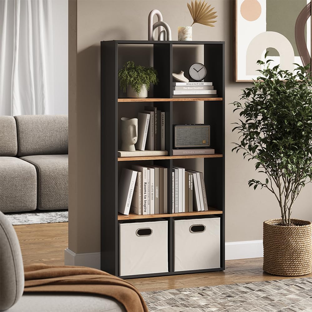 Vicco Scaffale Scutum, Antracite/Rovere dorato, 143 x 72 cm, per l’utilizzo come divisorio o come libreria aperta