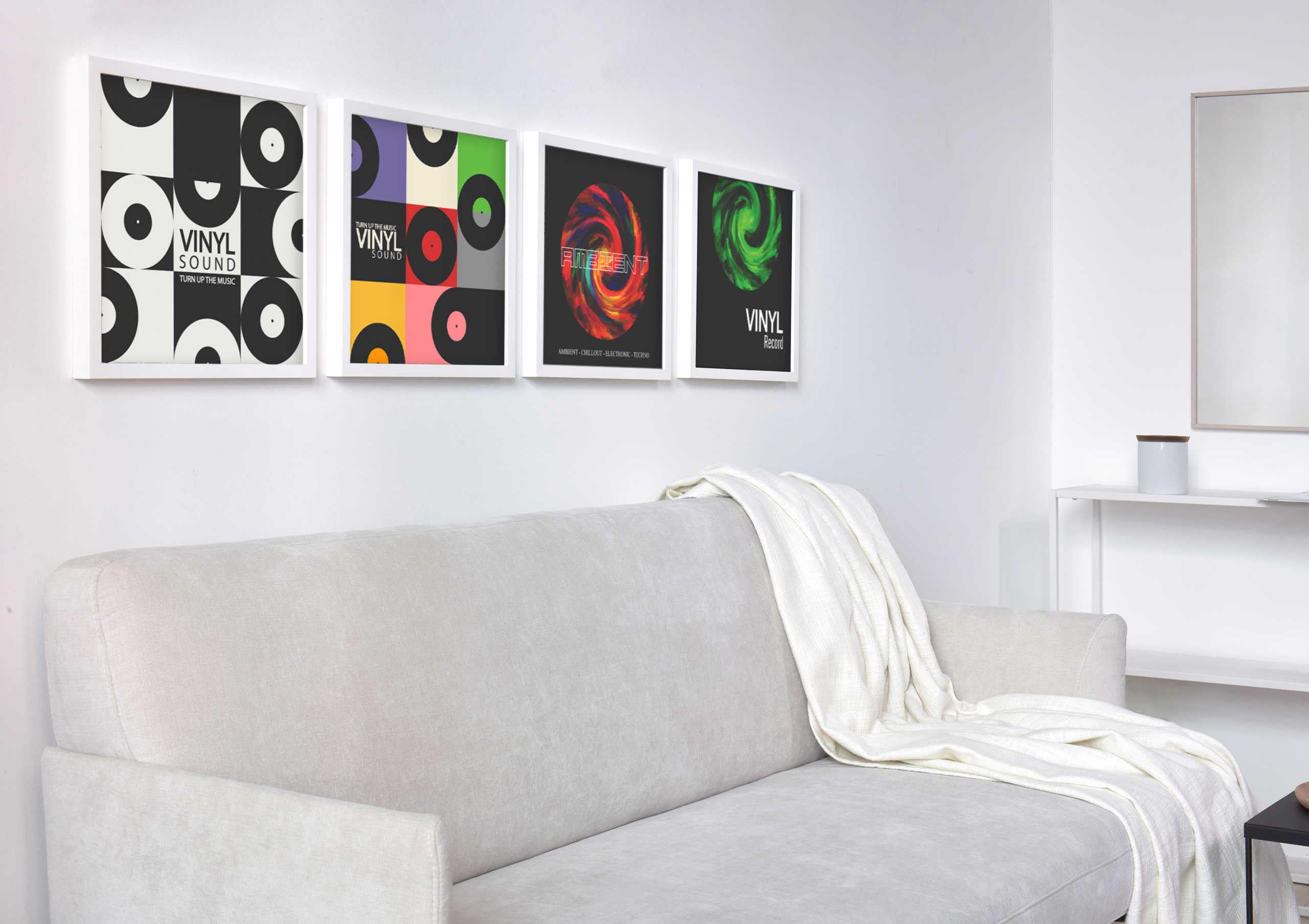 nielsen Schallplatten Rahmen, 31,4 x 31,6 cm (3er Set), Holz, Schwarz, Vinyl Rahmen zum Aufhängen im Hoch- & Querformat, bruchsicheres Kunstglas, Vinyl Holz