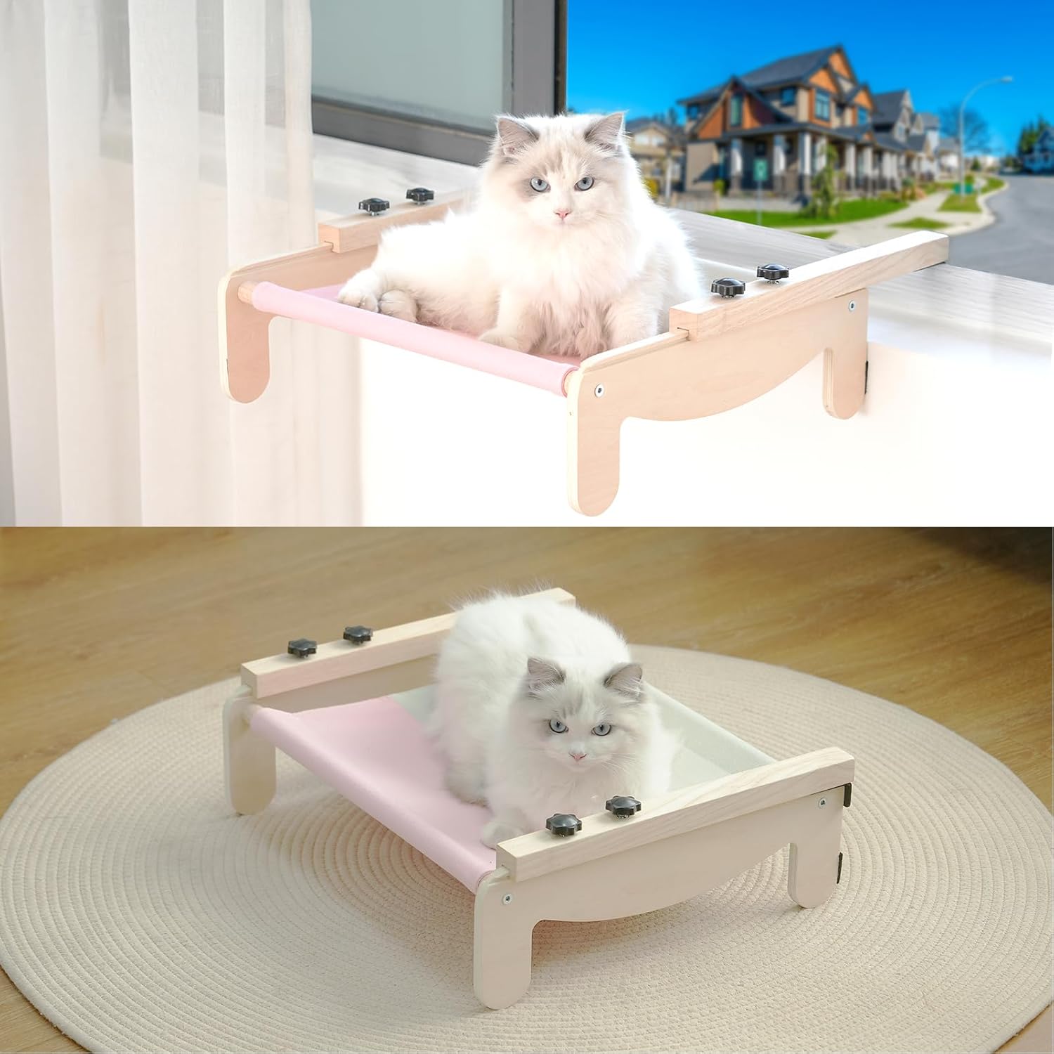 Perchoir de fenêtre en bois pour chat