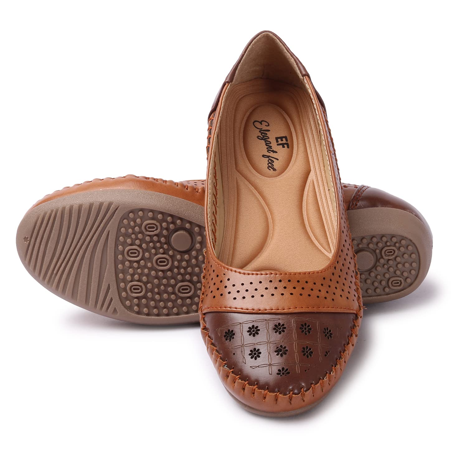 Elegant feet Tan & Brown Soft & Comfortable Women Bellies (Ballet Flats) (B0BGCGD784) Amazon Price History, Amazon Price Tracker