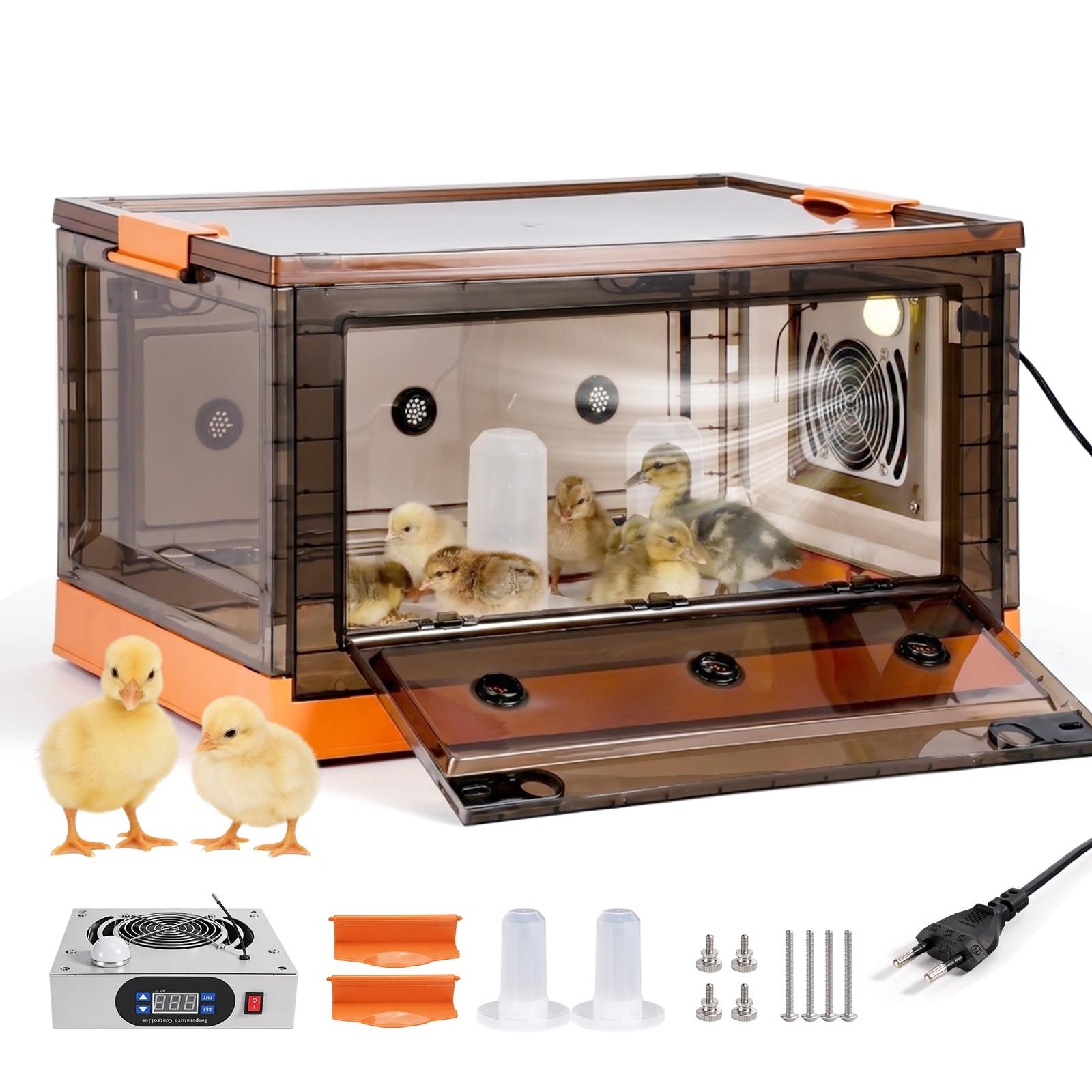 Inkubator für Küken 85L Brutkasten Faltbare Brutbox für Geflügel(Orange)