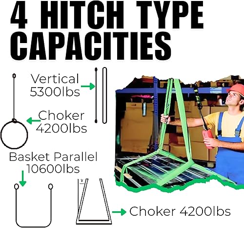 Miniatura 12 de Correas de elevación redondas sin fin de poliéster verde, 9 pies de longitud, 5,300 lb. Capacidad vertical, cesta de 10,600 libras 02 Verde