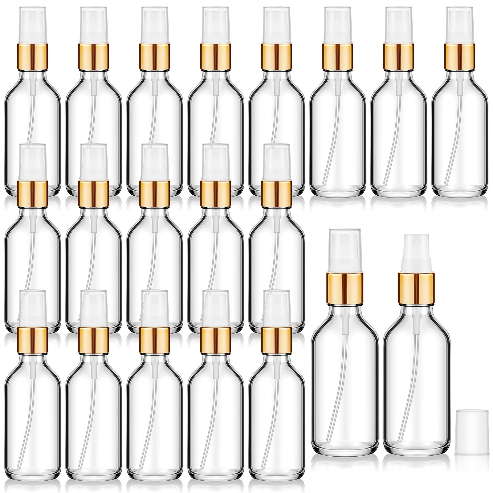 Tessco for you 20 Pcs 2 oz/60 ml Glass Spray Bottles Empty Perfume Atomizer Refillable Clear Decorative Empty Bottles with Fine Mist Sprayer Pump for