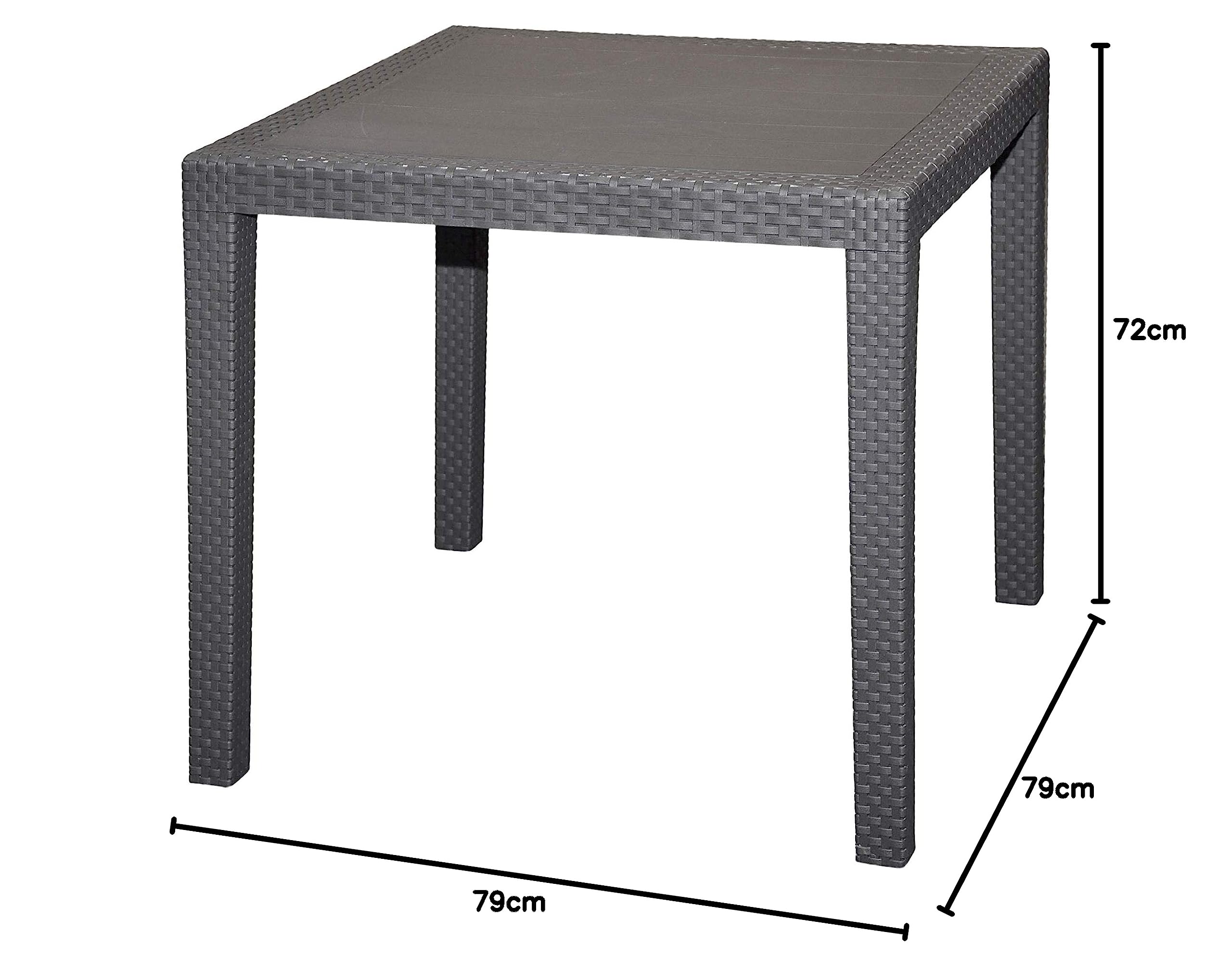 Spetebo Garten Tisch Rattan anthrazit 79x79x72 cm | Kunststoff, Gartentisch, Balkontisch, Rattantisch