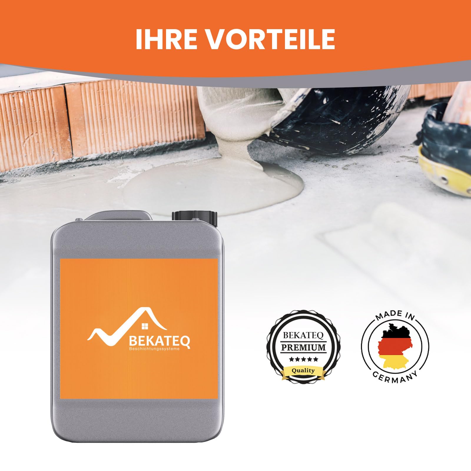 Betonzusatzmittel 5l Betonverflüssiger, Beton Plastifizierer und Verflüssiger - Fliessmittel als Zusatzmittel für Estrich, Beton, Mörtel - Chlorfrei, nicht korrosiv für Betonstahl - BEKATEQ BE-480