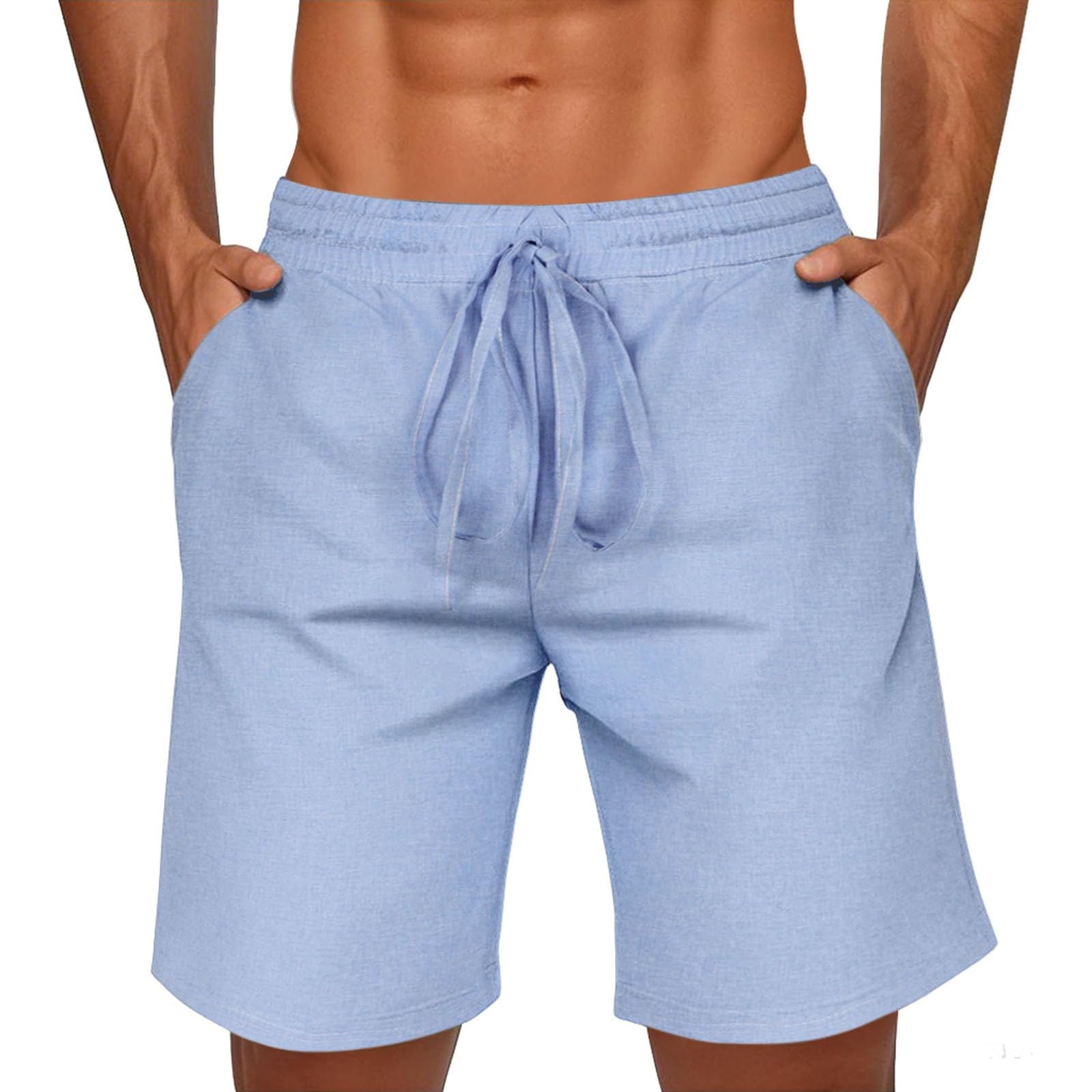 Pantaloncini Estivi Uomo In Cotone - Vita Elastica Con Coulisse, Tasche, Colore Unit