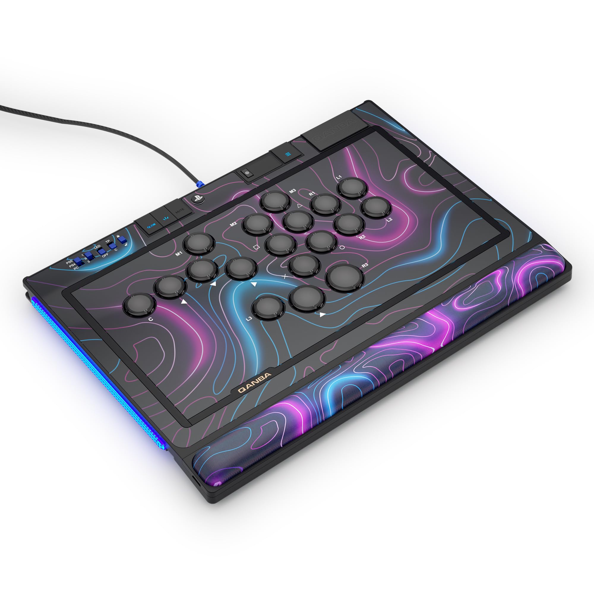 qanba Sapphire S1 Leverless Arcade Controller Joystick for PlayStation 5 and PlayStation 4 and PC (Fighting Stick) Officially Licensed Sony Product
