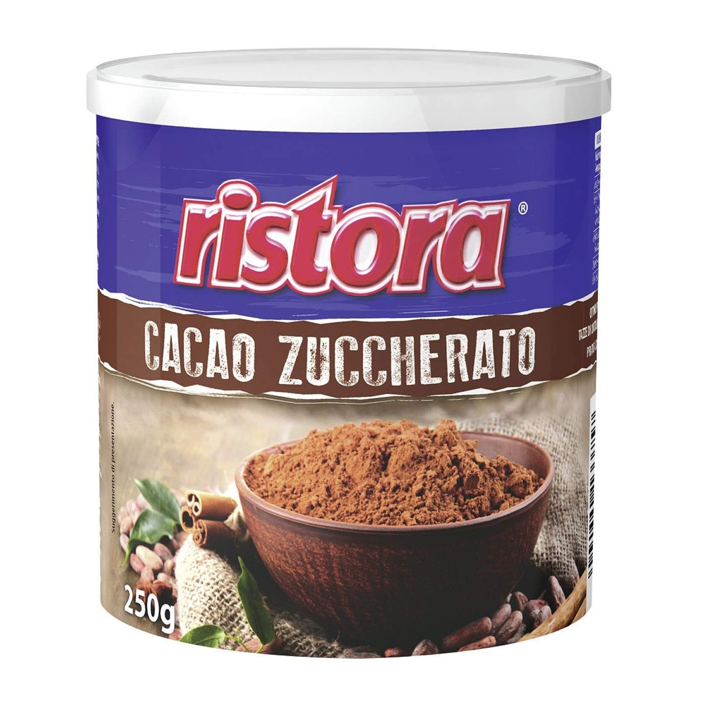 12x Ristora Cacao Zuccherato in polvere Gesüßtes Kakaopulver Gluten-frei Schokolade 250g