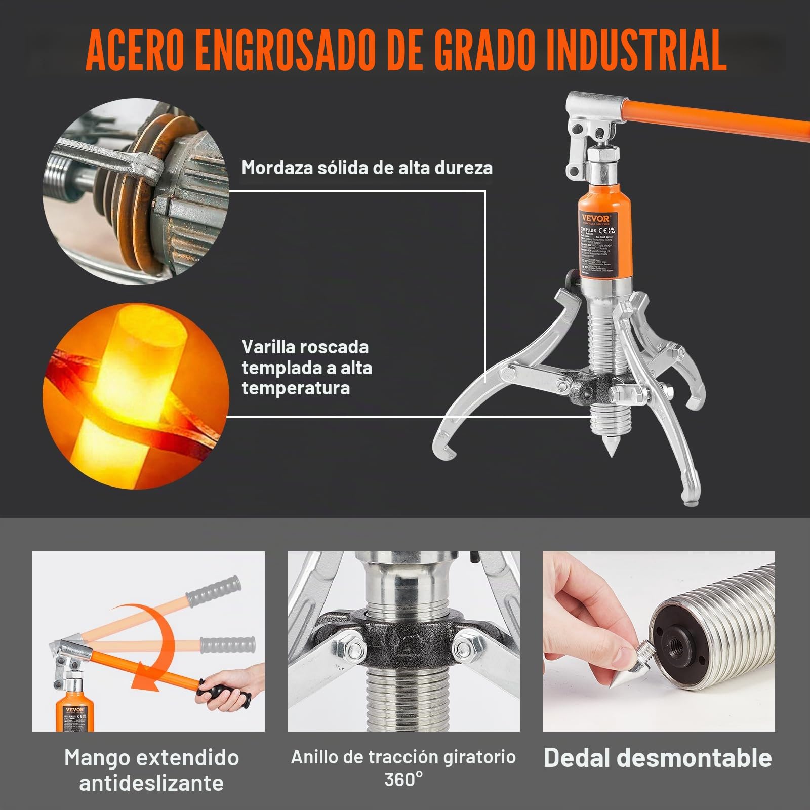 Extractor hidráulico de engranajes VEVOR, separador de tracción de rodamientos de rueda de capacidad máxima de 5 toneladas, extractor de 2 o 3 mandíbulas, vertical y horizontal, extractor hidráulico d