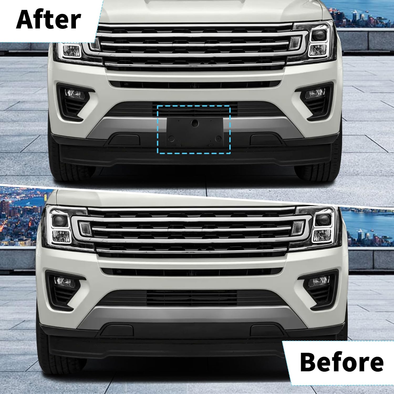 Front License Plate Bracket Compatible with Ford Expedition 2018 2019 2020 2021 2022 2023 2024, Front Bumper License Plate Tag Holder Mounting Bracket for Expedition 2018-2024 with Mounting Screws