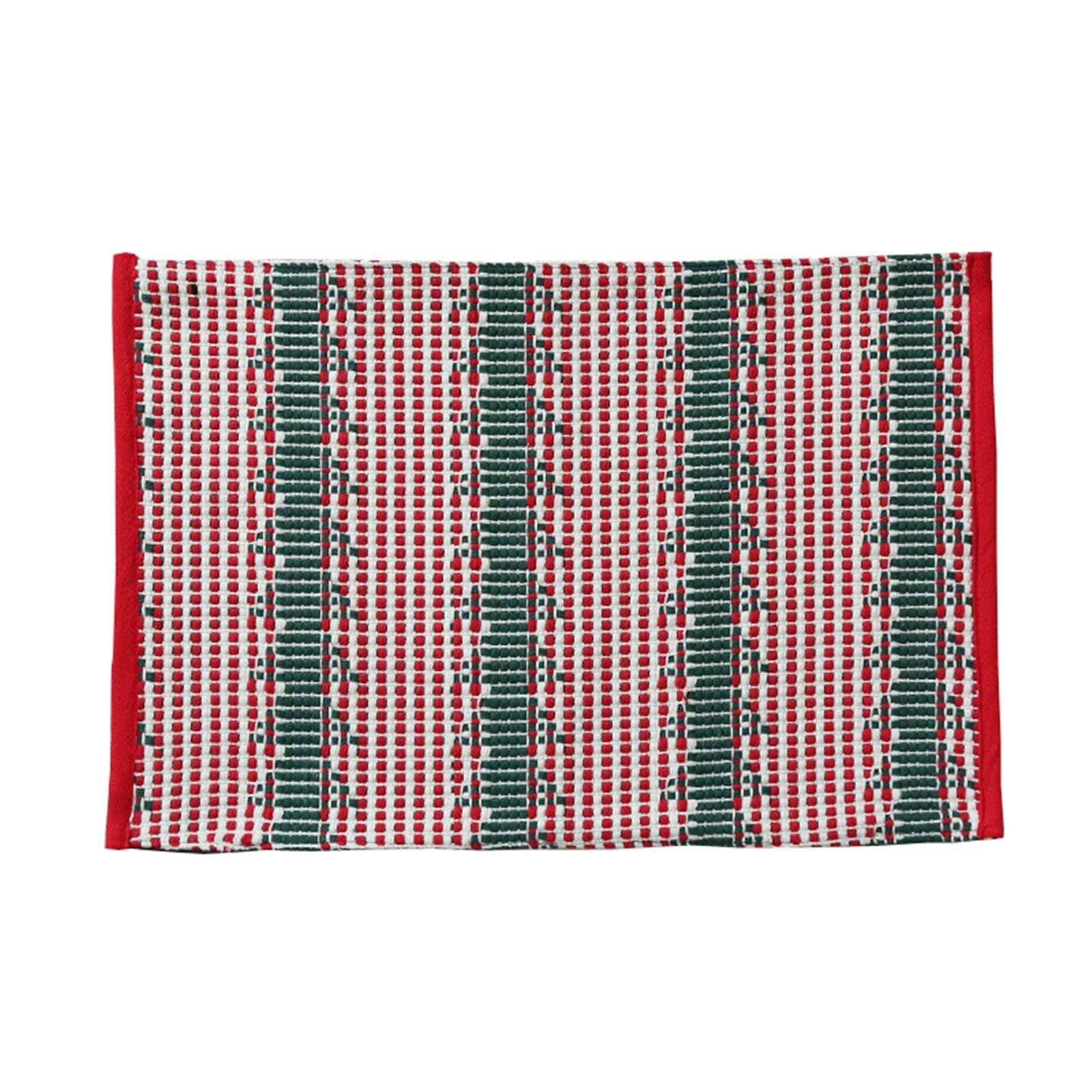 KnSam Lot de 8 Set de Table Rectangulaire Coton Noël 30x46cm, Dessous-de-Plat Double Couche Tressé Rouge Lavable