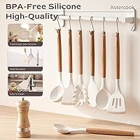 Vista 8 de Astercook Kitchen Utensils set, 39 PCS Silicone Cooking Utensils Set with Wooden Handle, 446°F Heat Resistant Food Grade Utensil Sets, BPA Free