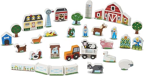 Melissa & Doug Set de juego de granja y tractor de madera (FFP)