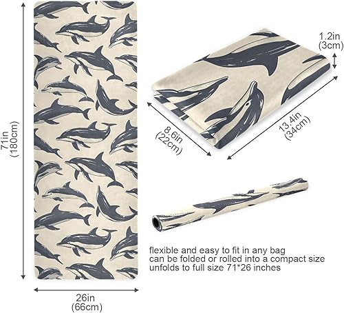 Miniatura 6 de Dolphins Yoga Mat Non Slip Thick Kids Eco Friendly Rubber Workout Foldable Yoga Mat Women Exercise
