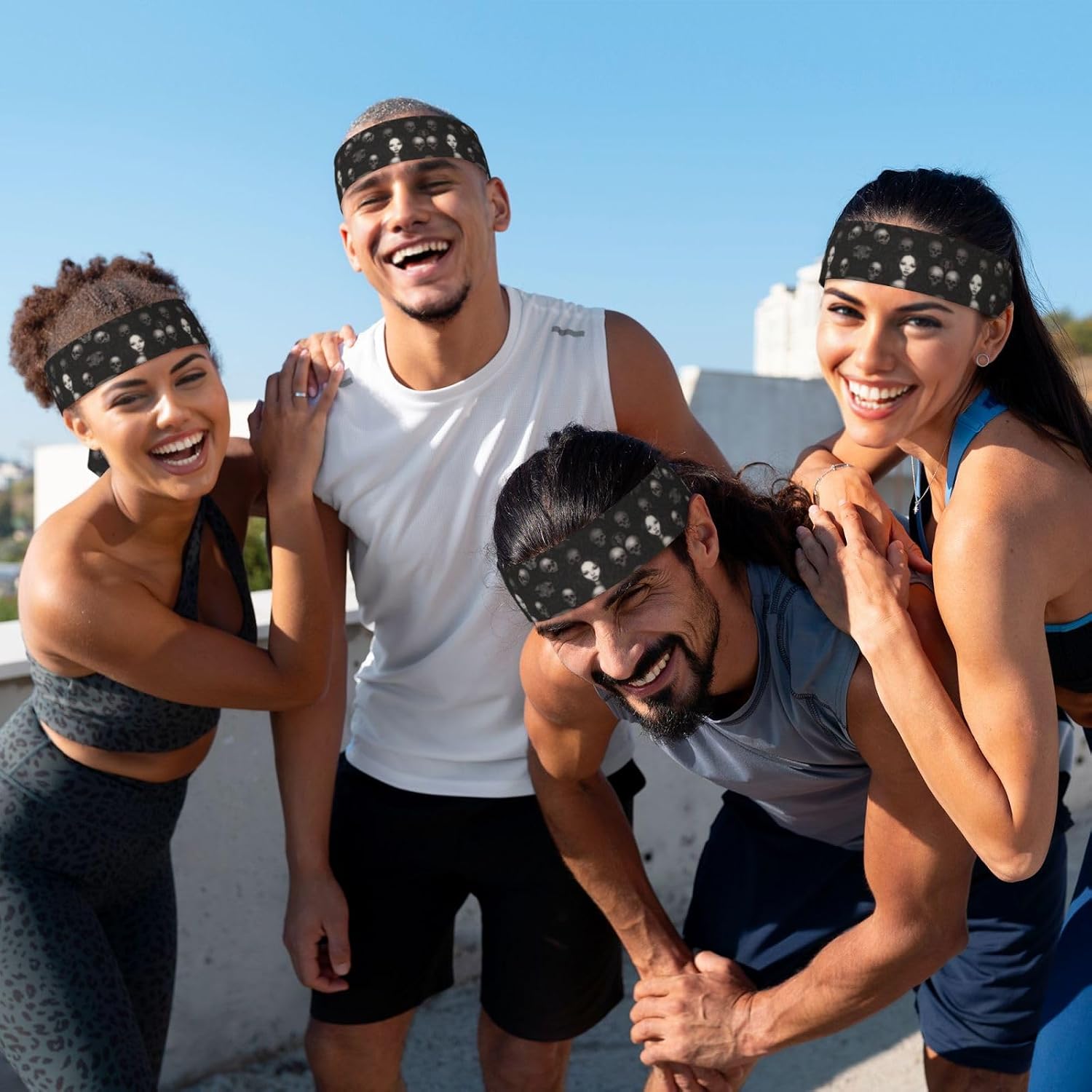 Dark Girl Printed Sports Headband, Double-Sided with Ties, Versatile for Jogging, Cycling, or Exercising.