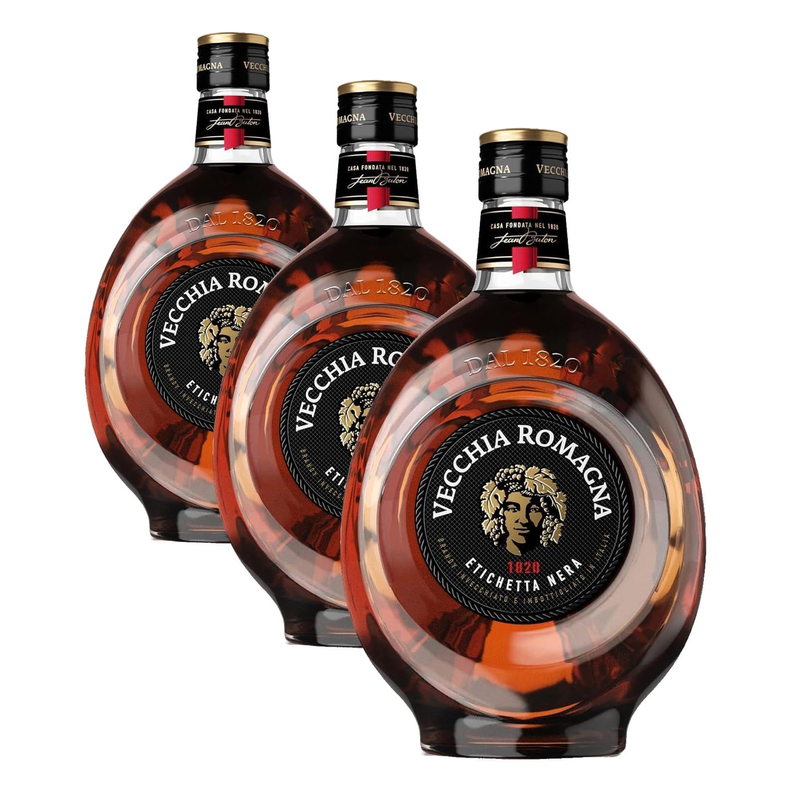Vecchia Romagna Etichetta Nera 70cl - Italienischer Weinbrand, der nach einem Verfahren mit doppelter Destillation und doppelter Reifung hergestellt wird, mit ausgeprägtem und elegantem Geschmack