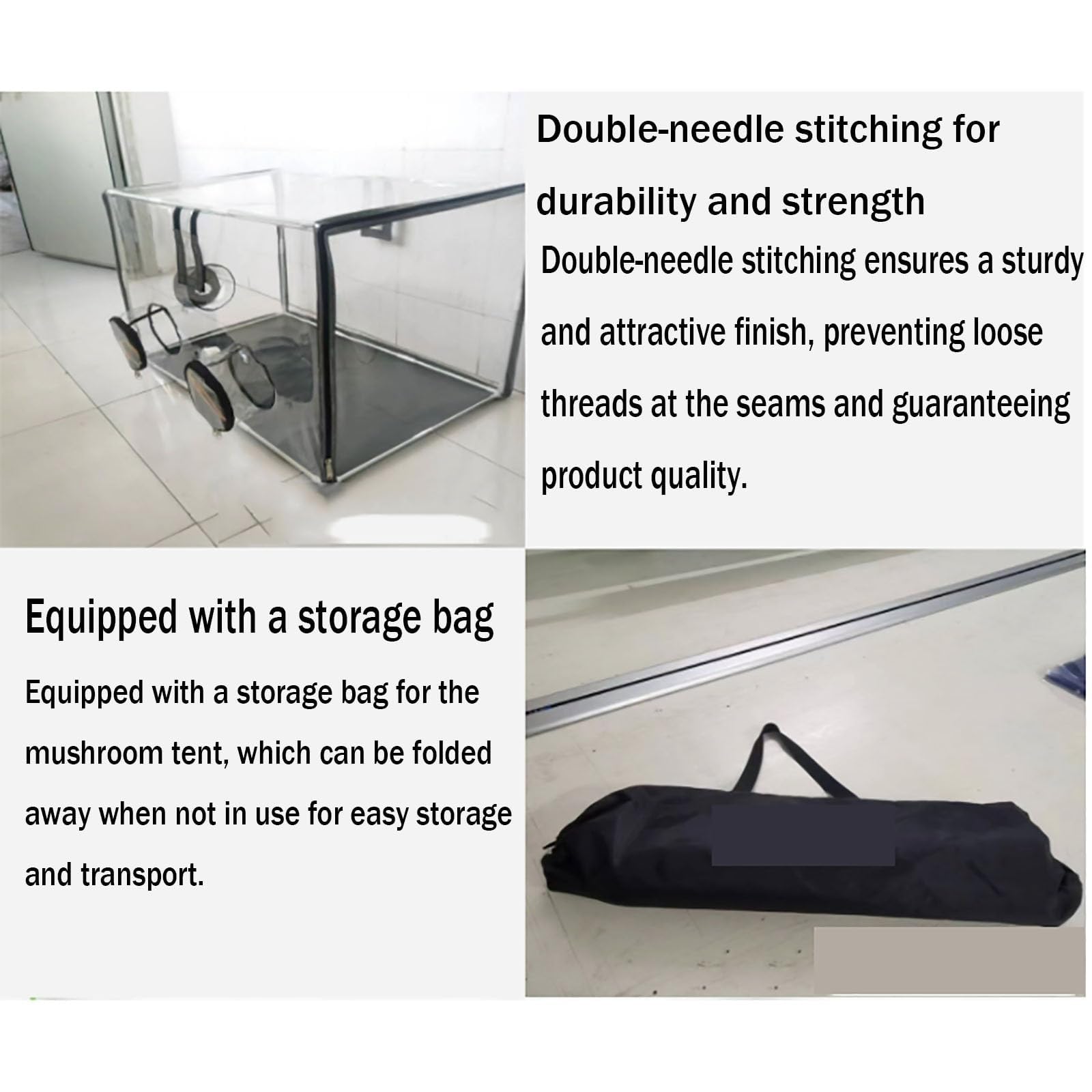 Serra portatile per la coltivazione di funghi, con 3 prese d'aria, polsini regolabili, cuciture a doppio ago, borsa per il trasporto, ideale per la coltivazione indoor