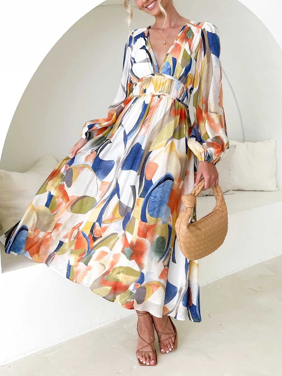 Sissyaki Womens Long Sleeve Summer Maxi Dress 2026 Floral Dress Spring Wedding Guest Dress - Image 2