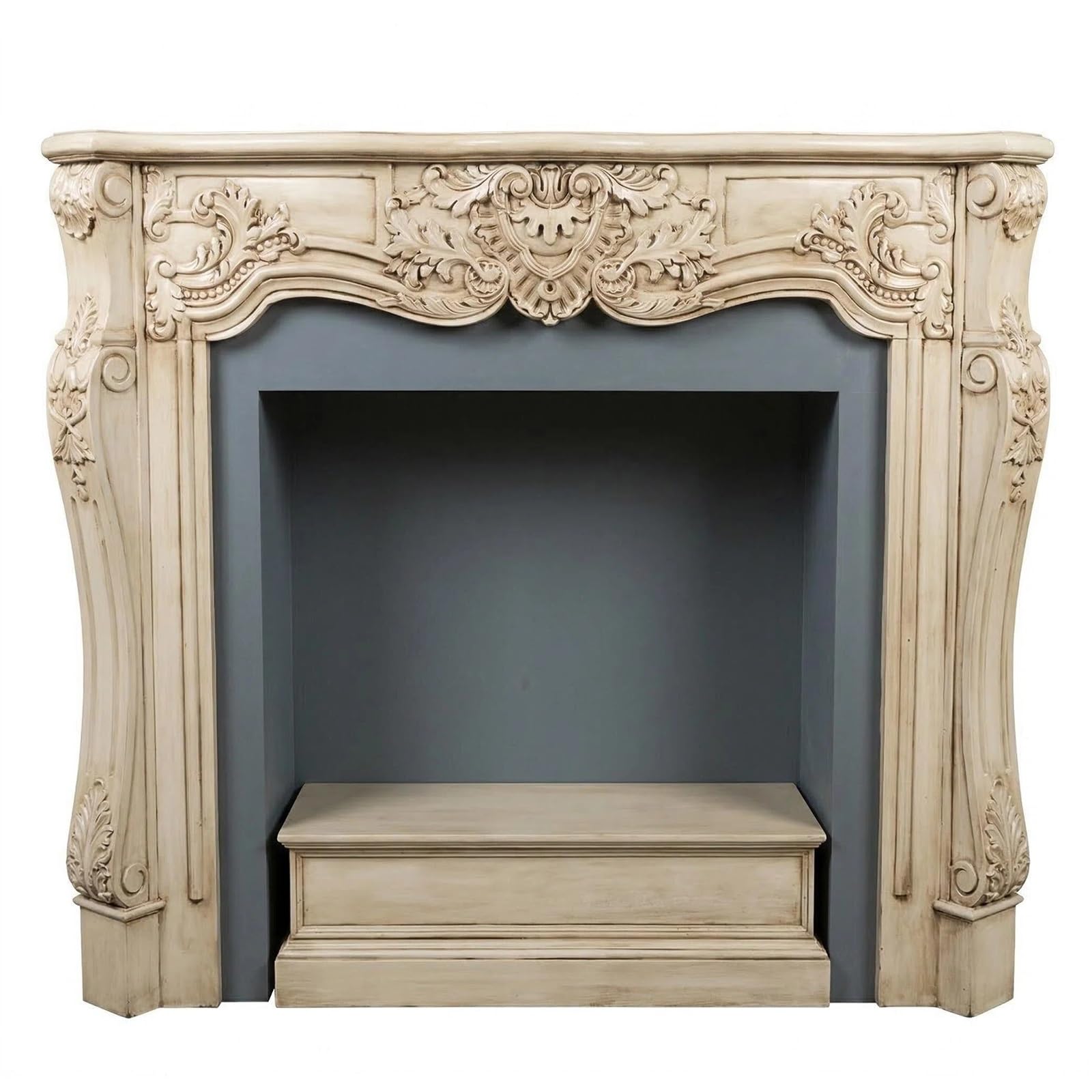 Mantels Surrounds Birch Wood Fireplace Mantel Surround Ornate Frame Beige Decorated Frame