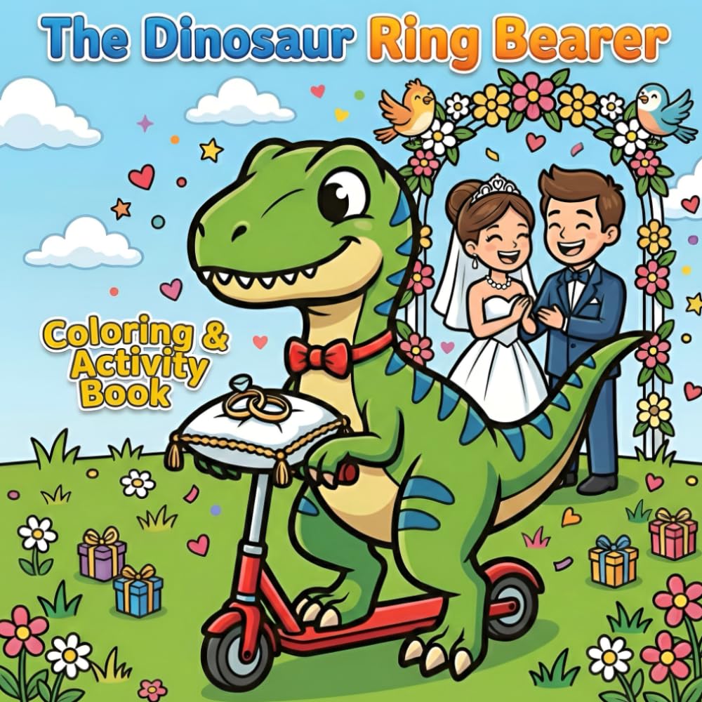 The Dinosaur Ring Bearer Coloring & Activity Book: Fun Wedding Day Activities, Games, Puzzles, and Tracing for Boys! (The Ultimate Ring Bearer)