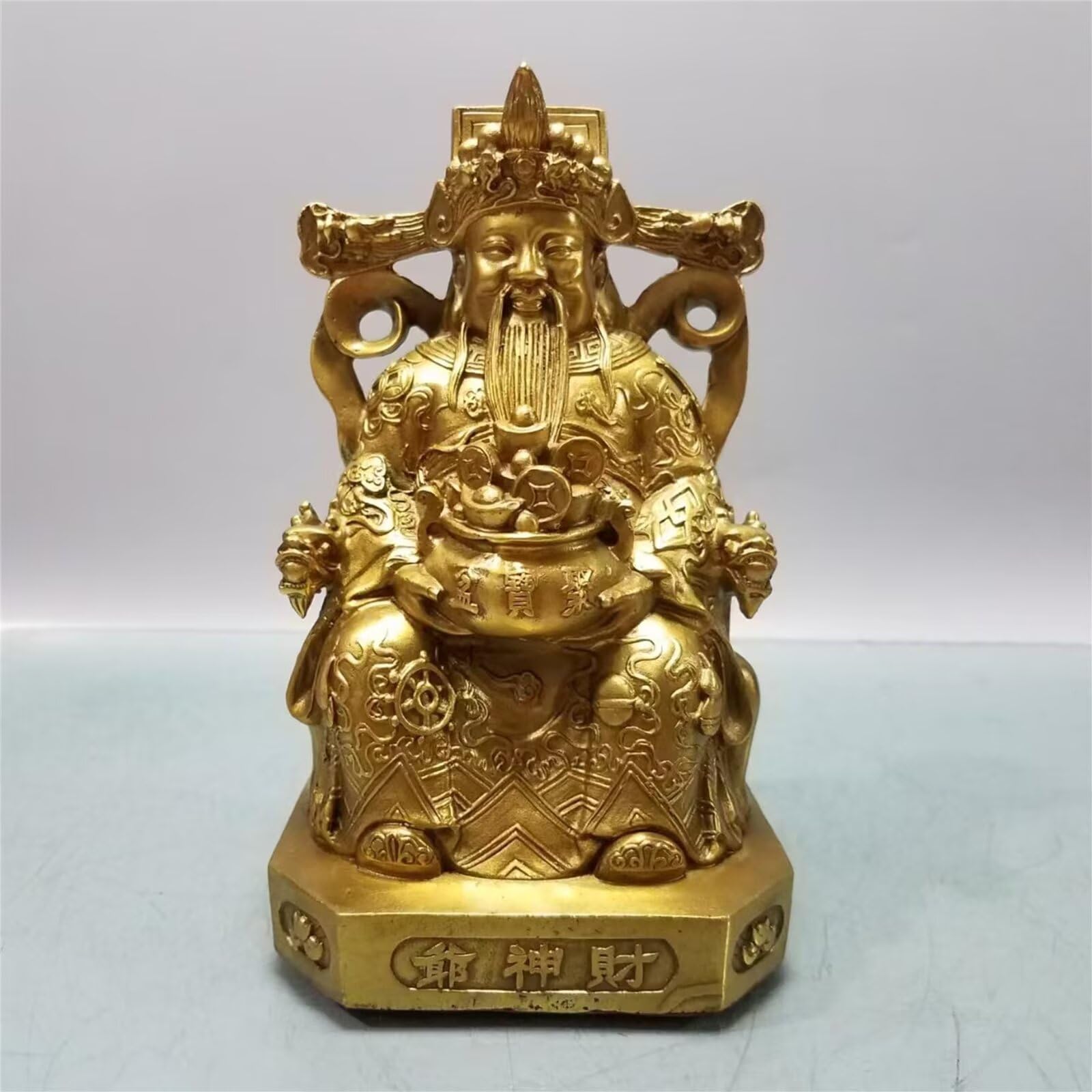 prezenty powodzenia - czysta miedź chiński Feng Shui Bóg bogactwa figurka Buddy posągi dekoracja domu i biura brązowa statuetka Bóg bogactwa od Lucky Household