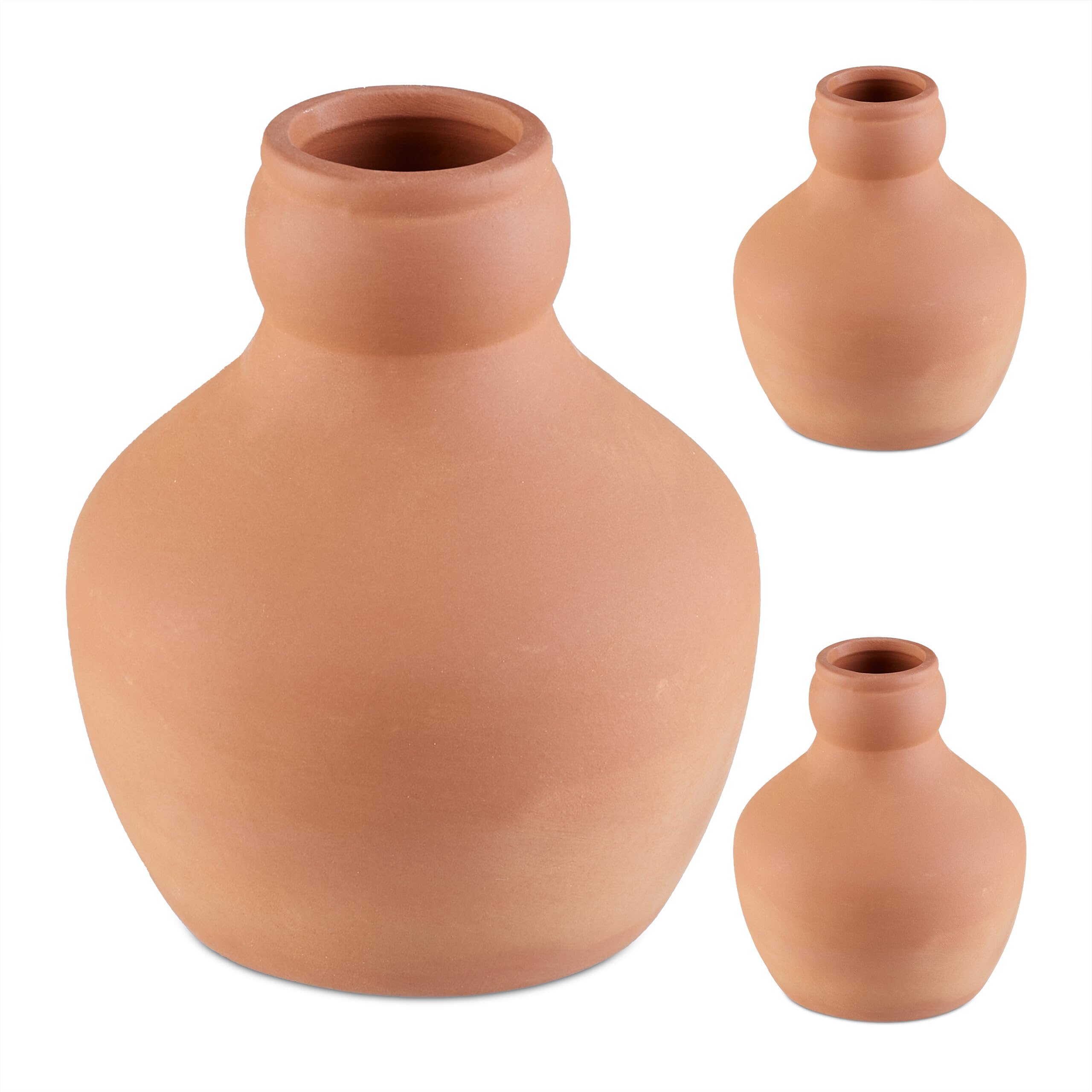 Relaxdays Ollas, Set of 3, 550 ml, Clay Watering Spike, Root Irrigation, for Beds & Greenhouses, Plant Stake, Terracotta, Ceramics