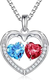 Iefil Easter Gifts for Women Wife - 925 Sterling Silver Birthstone Necklace, Anniversary Birthday Gifts for Women, Jewelry Gifts for Her Wife Mom Daughter