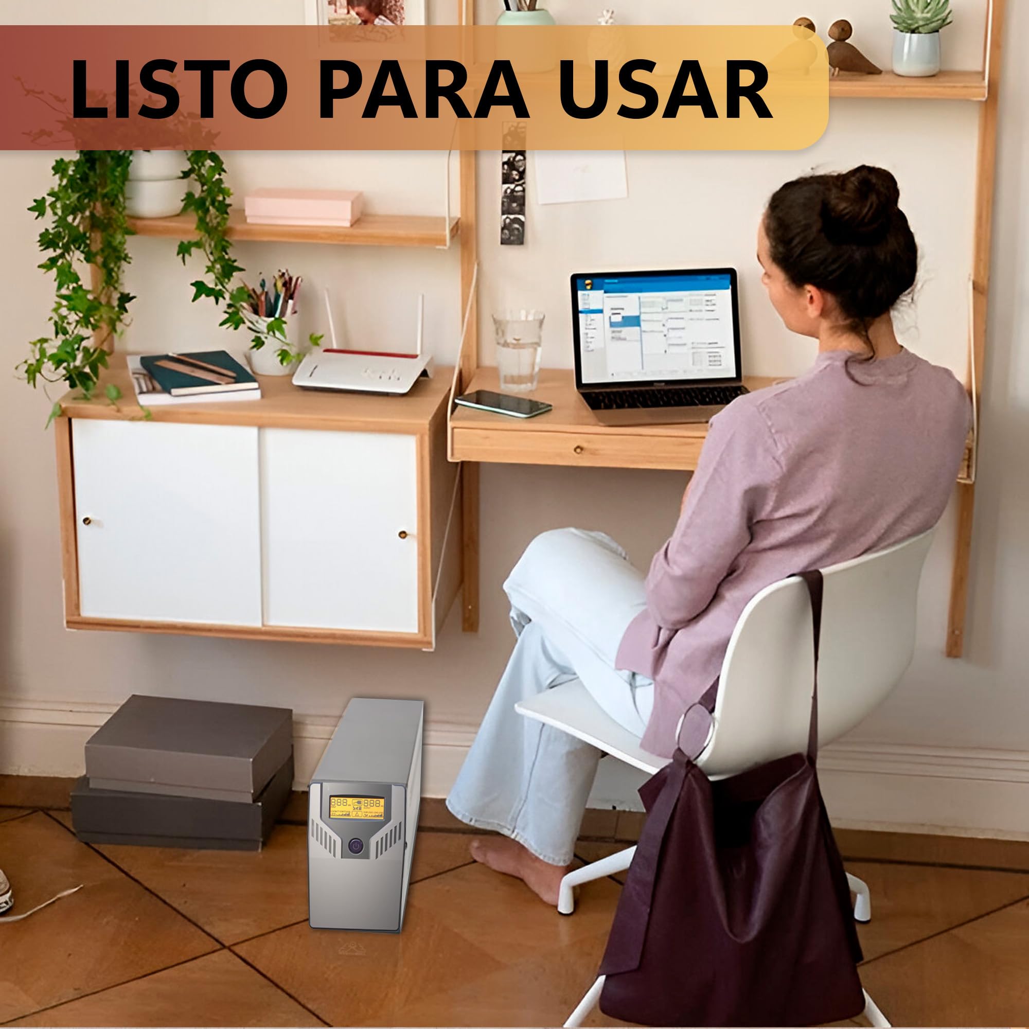 SAI Sistema de Alimentación Ininterrumpida - Ups Router 650VA (360W) 230V - Estabilizador de Corriente Interactive Senoidal AVR 2X Schuko Tomas con Pantalla LCD - SAI Router