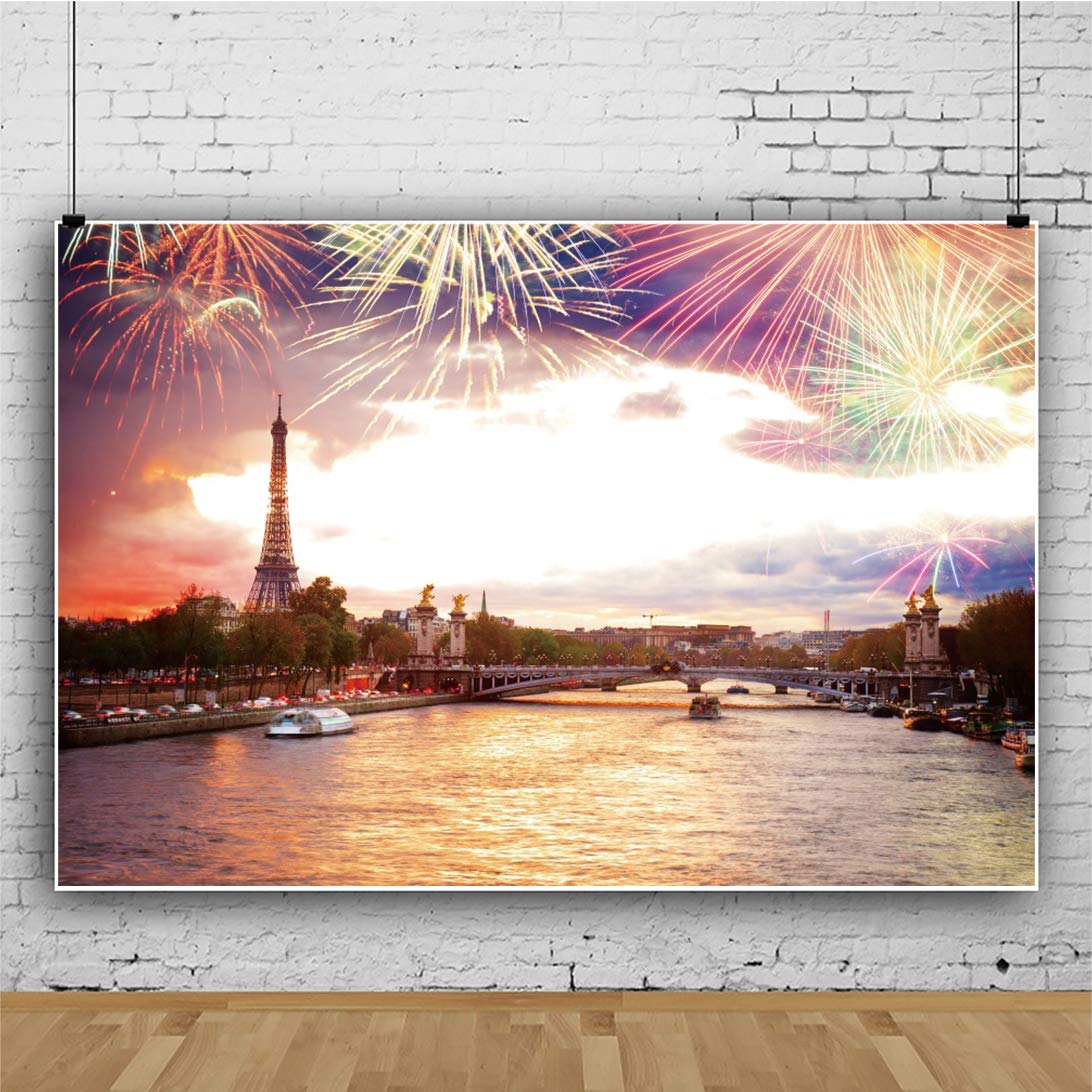 OERJU Happy New Year Hintergrund 2023 – 1,5x0,9 M, Diamanten Krone Eiffelturm Design, Für Fotostudio & Partydekoration