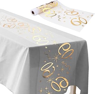 Sponsored You’re seeing this ad based on the product’s relevance to your search query.Learn more about this advertisement ddckj Table Runner 60th Birthday 28 cm x 10 m Table Decoration Birthday Cut to Size Table Runner Gold Men and Women for Birthday Party Anniversary Party