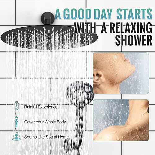 Miniatura 2 de SR SUN RISE Sistema de ducha de cuerpo completo, juego de grifo de ducha de lluvia de 16 pulgadas con cabezal de ducha de mano de 6 ajustes, válvula