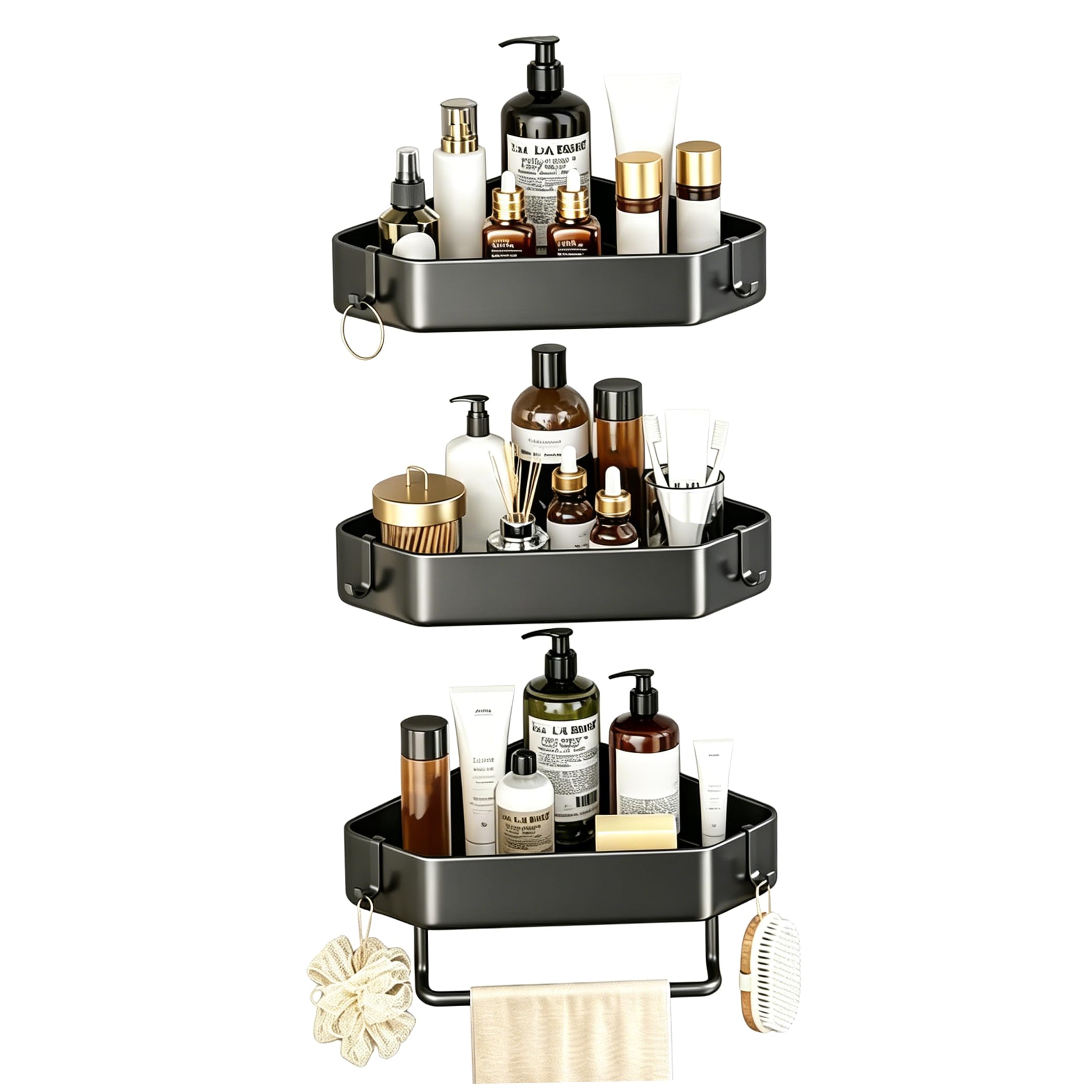 Étagère d'angle de salle de bain à 3 niveaux pour douche organisée