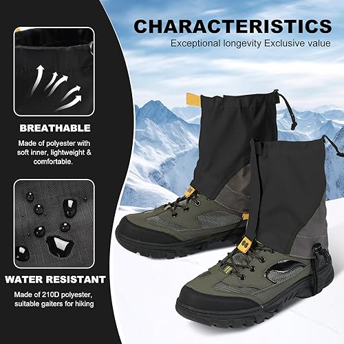 Miniatura 23 de Waterproof Gators for Hiking Boots and Shoes Lightweight Adjustable Leg Gaiters for Men Women Gaiters for Hiking Snowshoeing Gators impermeables