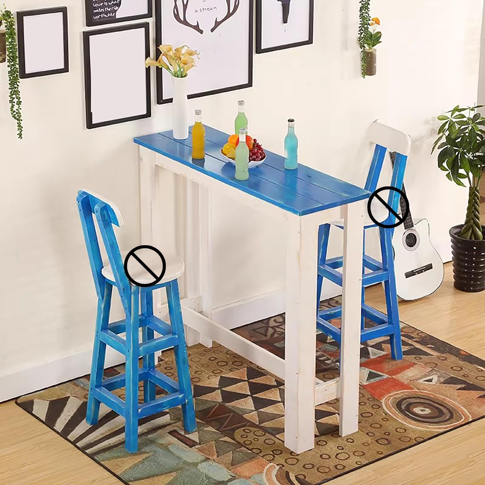 Table de bar étroite et longue 110x38x110cm en bois massif pour balcon et salon