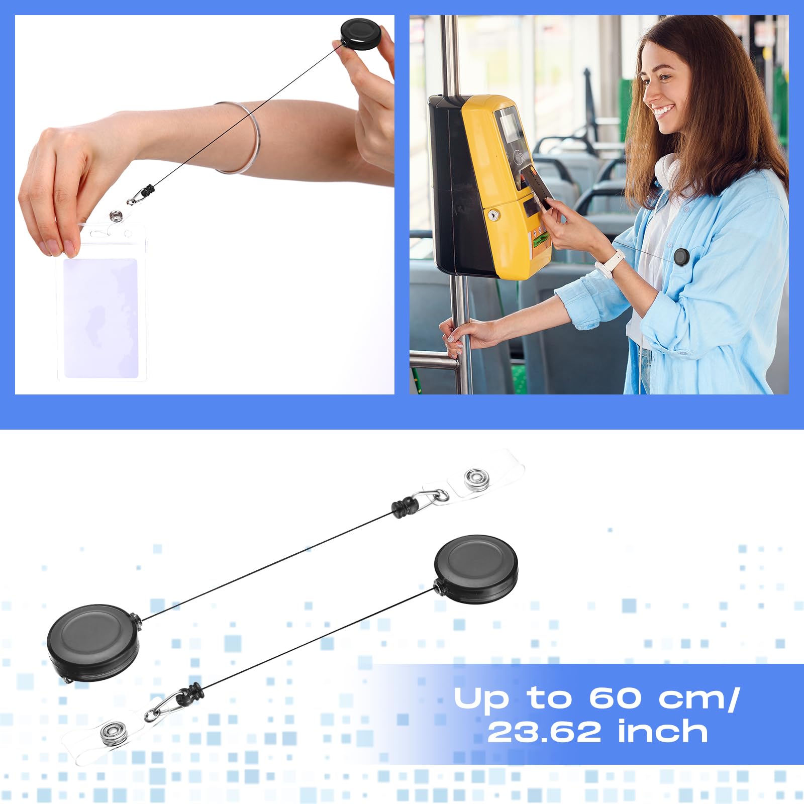 Zonon Lot de 100 porte-badges rétractables avec clip de ceinture en métal pour infirmières, enseignants, étudiants, bureau, écoles (gris transparent)