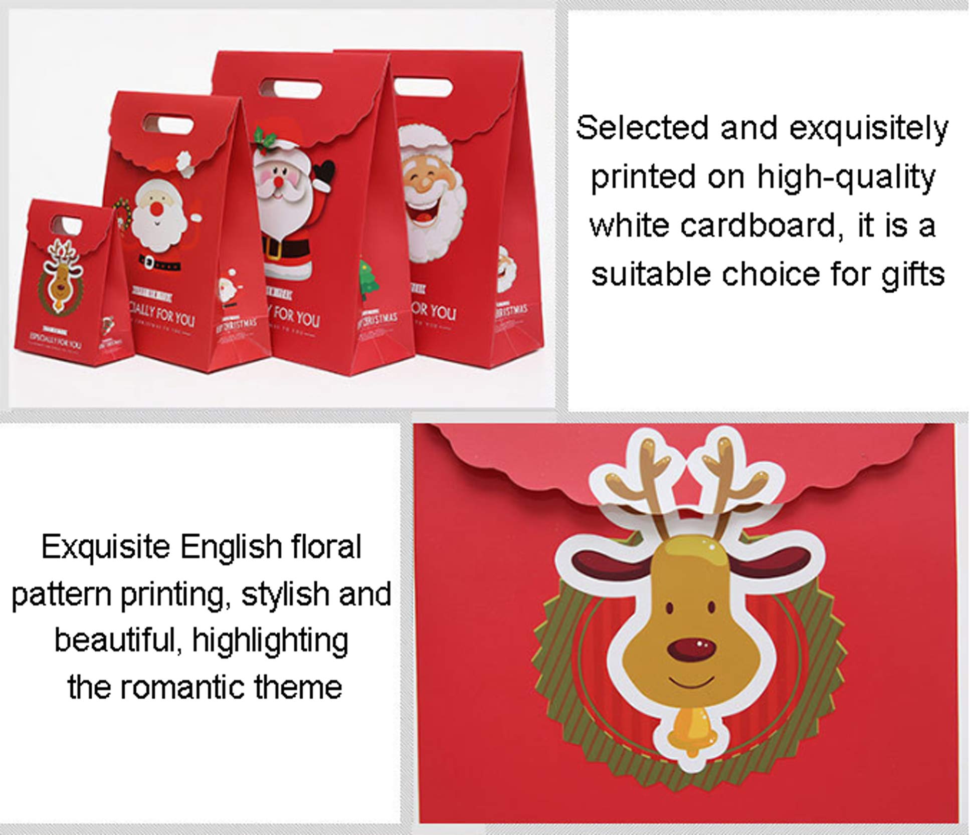 Sacchetto regalo con manico ， Sacchetti regalo di Natale,sacchetti di caramelle ， Sacchetti regalo natalizi Sacchetti regalo di design natalizio,per bomboniere e compleanni e Natale (12 pcs）
