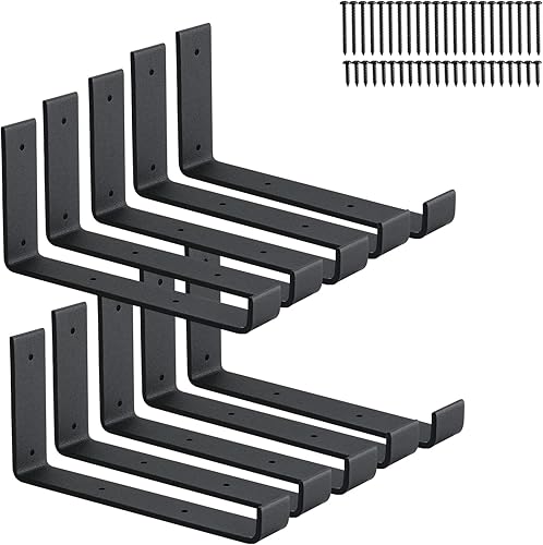 Paquete de 10 soportes de estante en J resistentes con labio, soportes flotantes montados en la pared de 9 pulgadas para soportes de estantes