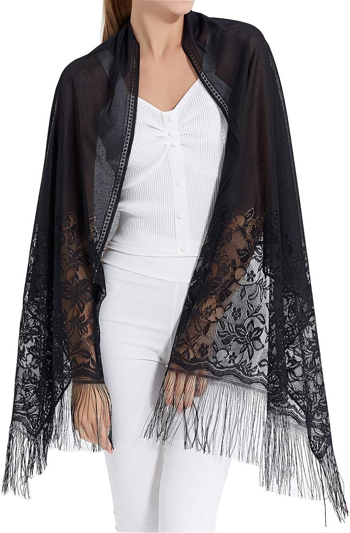 shawls for dresses black Black Lace Wedding Wraps, Evening Shawl