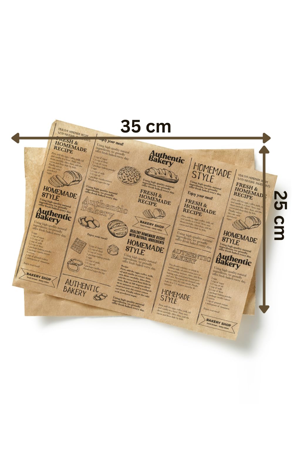 Inoverse Papier journal, 25 x 33 cm, 500 feuilles, papier d'emballage alimentaire, rectangulaire