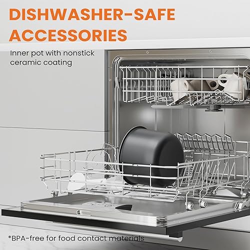 Miniatura 8 de Olla a presión, 6 cuartos de galón, olla de cocción lenta, olla arrocera, vaporera, calentador y esterilizador, cocinas eléctricas múltiples 12 en