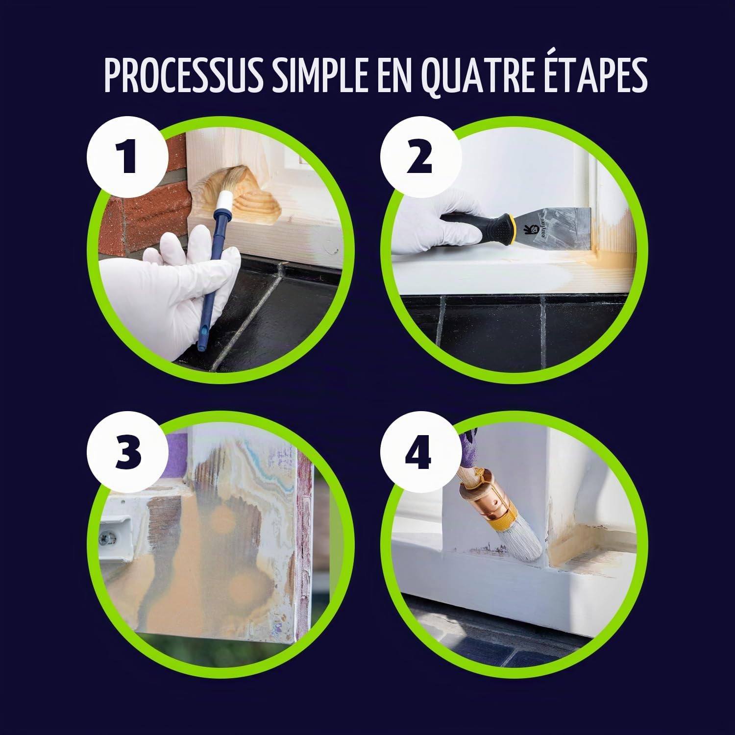 EAZYFIX® | Kit Standard de Réparation Bois Pourri | Rebouche Bois, Durcisseur Bois Premium, Fraises Rotatives, Gobelets de Mélange, Bâtonnets Mélangeurs, Pinceaux Jetables