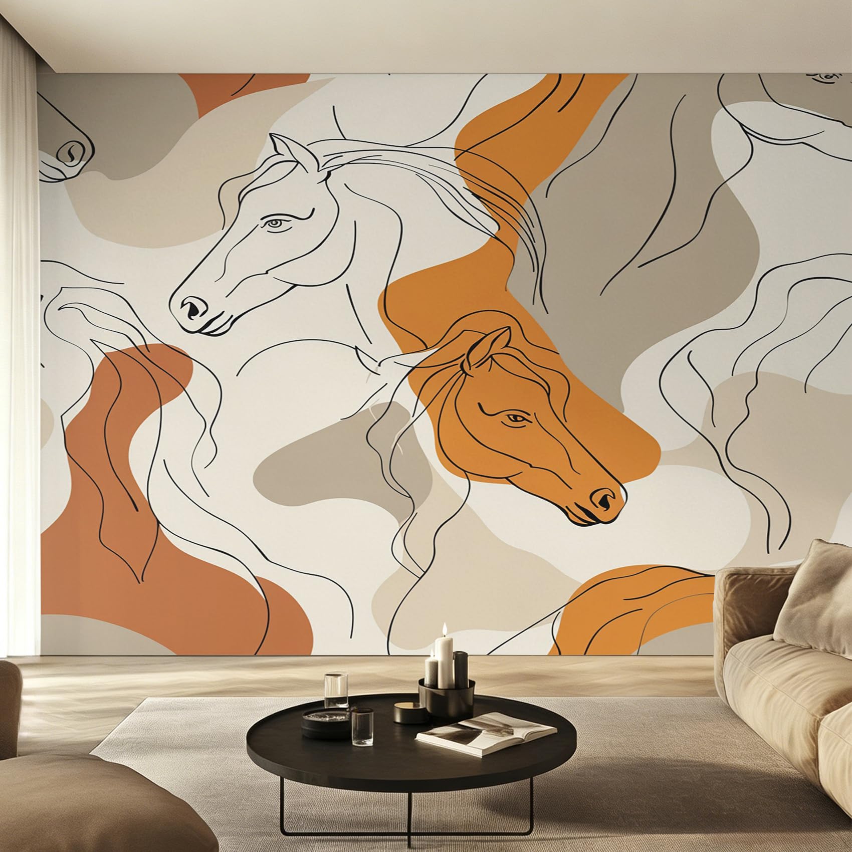 Papier Peint Cheval panoramique pour créer une ambiance design dans votre salon